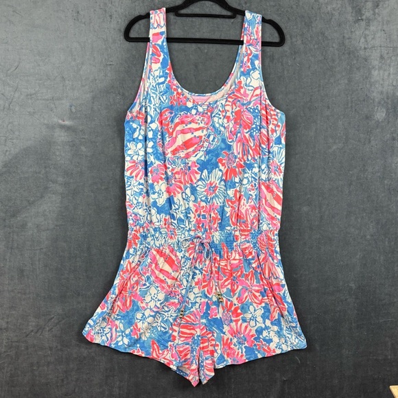 EUC Lilly Pulitzer Tala Romper in Blue Bay Pop Pop Sz XL - Picture 2 of 15